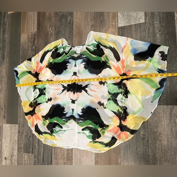 Carmen Marc Valvo Poncho Top Womens Lightweight Sheer Chiffon Angel Sleeve - Picture 7 of 7